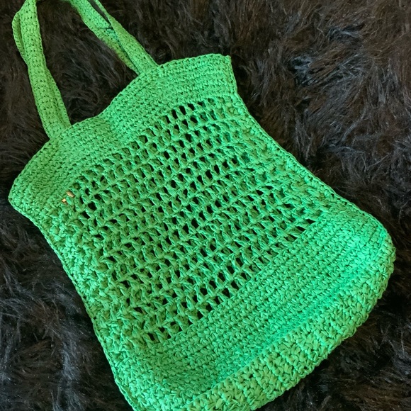 H&M straw tote in green - Picture 6 of 11